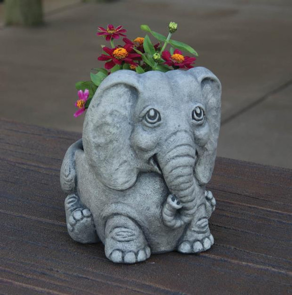 Ellie The Elephant Planter Sculpture Cement Garden Statue Vase Urn